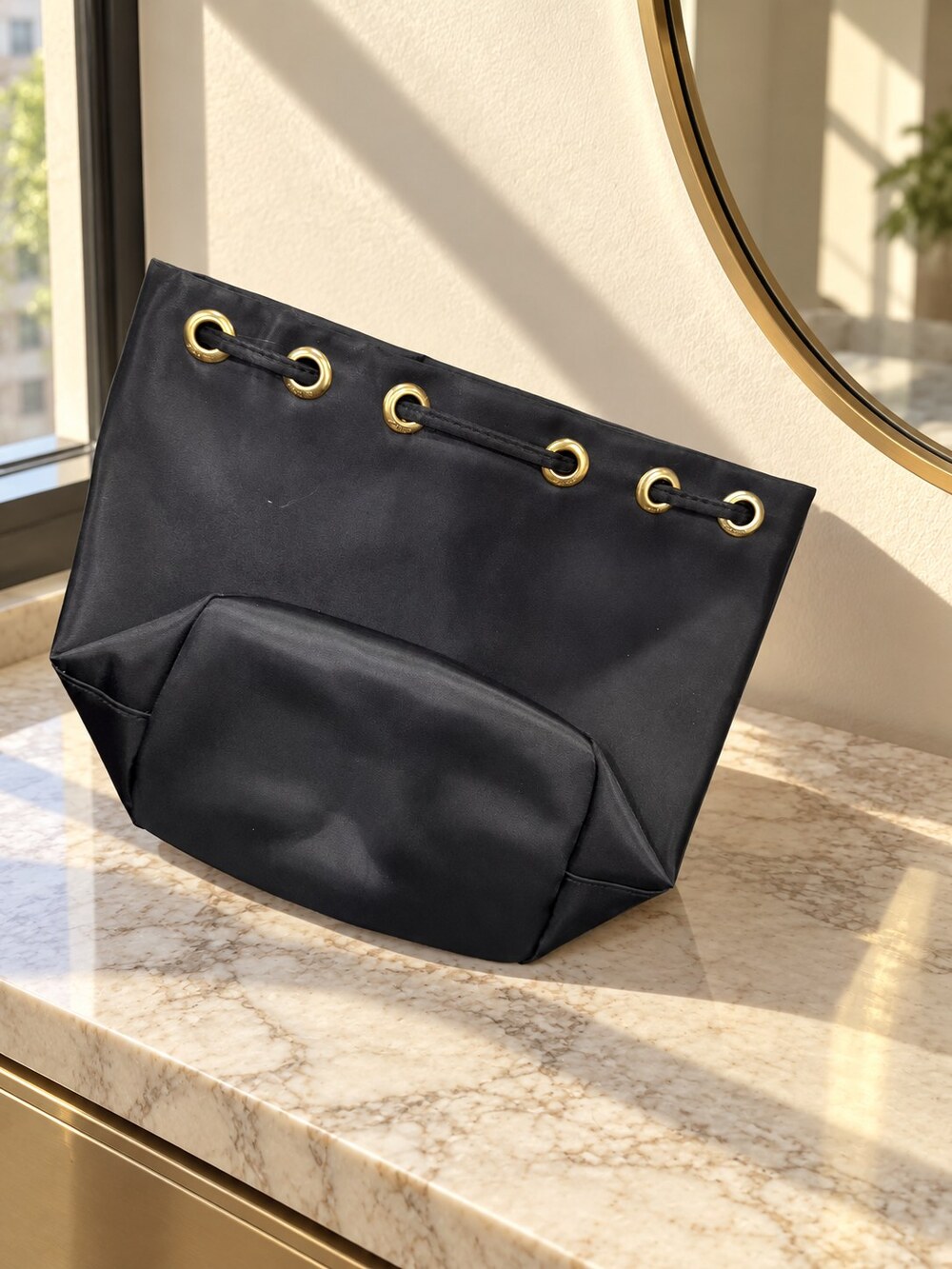 Prada Black Drawstring Makeup Bag | Everyday Cosmetic Storage - Picture 3 of 6